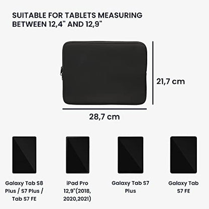 kwmobile Neoprene Pouch Compatible with 12,4"-12,9" Tablet - Universal Sleeve Case Cover with Zipper for Tablet - Black - color: black, size: 12,4"-12,9" Tablet
