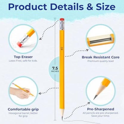 Rosmonde Pencils Bulk 720 Pack, Pre Sharpened #2 HB, Pencils for With Top Erasers, Easy Hold Grip, Best for School District Supplies, Value Pack for Teachers, Back to School & College Supplies