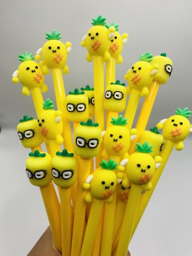 30 Pcs Cute Pineapple Gel Ink Pens, Fruit 0.5 mm Black Ink Cool Novelty Writing Pens f for Ournaling, Writing, Note-Taking, Teacher Student School Party Office Home Supplies (Cute Pineapple) - style: Cute Pineapple