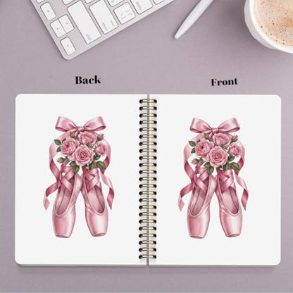 Coquette Pink Bow Ballet Dance Spiral Notebook, Dancer Teacher Gifts Journal Notebook, Inspirational Ballet Gift Notebooks for Work, Dancing Office Supplies Gifts for Girls Women, 5.8x8.3 Inch - color: Ballet Shoes with Roses