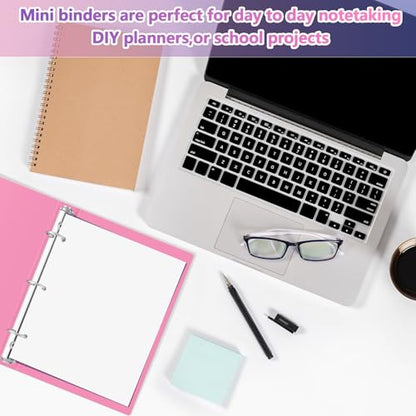 Henoyso 6 Pcs Plastic 1 Inch Mini 3 Ring Binders Fits 5.5" x 8.5" Paper, Holds(Capacity 200 Sheets), Flexible Three Round Rings Small Pink A5 Binders Bulk for School, Office Use, Photo Album - color: Pink, size: 1 Inch