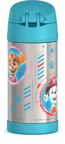THERMOS FUNTAINER Water Bottle with Straw - 12 Ounce - Kids Stainless Steel Vacuum Insulated Water Bottle with Lid, Paw Patrol Blue - color: Paw Patrol Blue