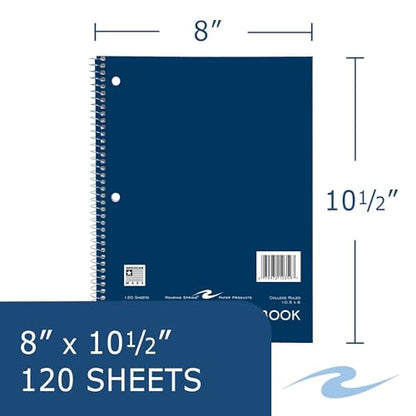 Roaring Spring College Ruled 3 Subject Notebook, Wirebound Writing Notebook, 24 Pack, 120 Sheets, 8 x 10.5 Inches, Made in USA, Ideal for Students, School, & Office - size: 3 Subject