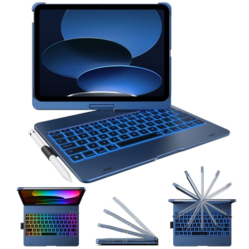 typecase Flexbook iPad A16 11th & 10th Gen Keyboard Case, Midnight Blue | Fits iPad A16 11-inch 2025 & 10th Gen 10.9-inch 2022; trackpad-free typing, long battery, 360° hinge, 11-color backlit - color: Midnight Blue
