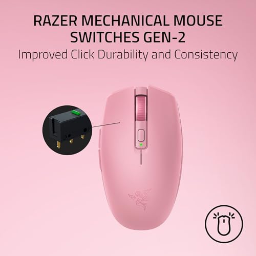 Razer Orochi V2 Wireless Gaming Mouse — Ultra Lightweight & Portable, Bluetooth & 2.4GHz Wireless Connectivity, 18K DPI, Up to 1100 Hr Battery Life, Compatible with PC & Mac — Quartz Pink - color: Quartz