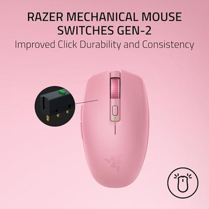 Razer Orochi V2 Wireless Gaming Mouse — Ultra Lightweight & Portable, Bluetooth & 2.4GHz Wireless Connectivity, 18K DPI, Up to 1100 Hr Battery Life, Compatible with PC & Mac — Quartz Pink - color: Quartz