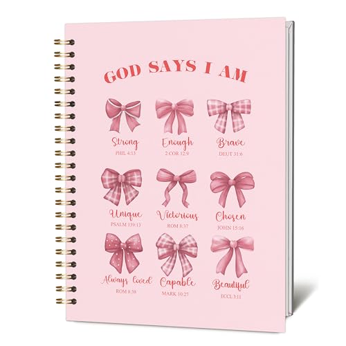 KIDEAR Christian Journal for Women, Prayer Notebook for Bible Study Notes,Cute Pink Bow Faith Journal,Coquette Preppy Christian Gifts for Teen Girls,Church Note Bible Study Supplies - A09 - color: color_09