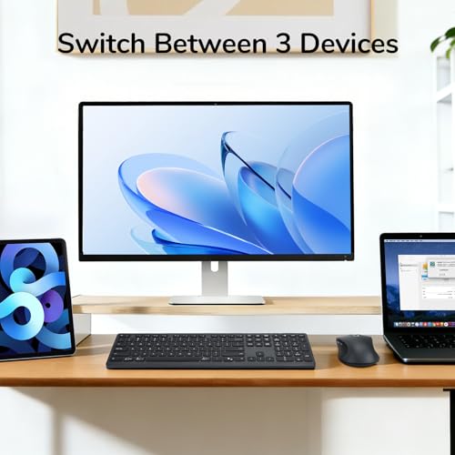 Wireless Keyboard Mouse Combo, Scissor-Switch Keys, 2-in-1 USB Receiver and Two Bluetooth, Multi Device Silent Design for Computer, Laptop, MacBook and iPad (Graphite) - color: Graphite