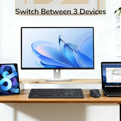 Wireless Keyboard Mouse Combo, Scissor-Switch Keys, 2-in-1 USB Receiver and Two Bluetooth, Multi Device Silent Design for Computer, Laptop, MacBook and iPad (Graphite) - color: Graphite