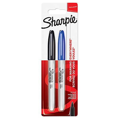 Sharpie Permanent Markers | Fine Point | Black & Blue | 2 Count - color: black/blue, size: 1 Count (Pack of 2)