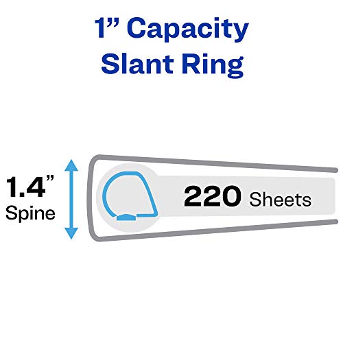 Avery Heavy Duty View 3 Ring Binder, 1" One Touch Slant Ring, Holds 8.5" x 11" Paper, 1 Pacific Blue Binder (79720) - size: 1"