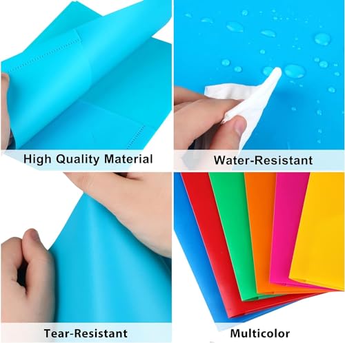 Plastic Folders with Pockets, 18 Color Heavy Duty Two Pocket Folder Business Card Holder for Office High School - size: 18 Pack