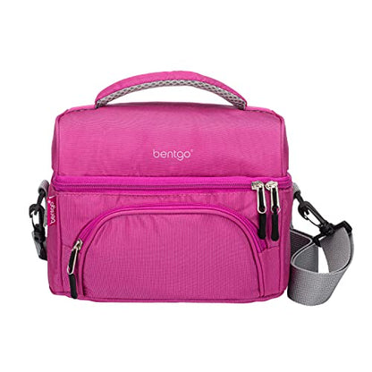 Bentgo Deluxe Lunch Bag - Durable and Insulated Lunch Tote with Zippered Outer Pocket, Internal Mesh Pocket, Padded & Adjustable Straps, & 2-Way Zippers - Fits Most Lunch Boxes (Purple) - color: Purple