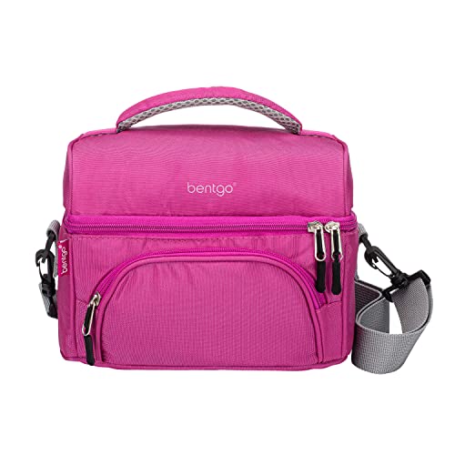 Bentgo Deluxe Lunch Bag - Durable and Insulated Lunch Tote with Zippered Outer Pocket, Internal Mesh Pocket, Padded & Adjustable Straps, & 2-Way Zippers - Fits Most Lunch Boxes (Purple) - color: Purple