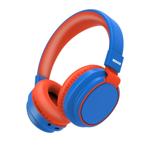 MIDOLA Kids Bluetooth Headphones 68H Play Time,Volume Limit 85/94dB, Foldable Lightweight Wireless Over-Ear Headphone for Toddler Kid Child Pad,Headsets with Aux Built-in Mic Blue - color: Blue