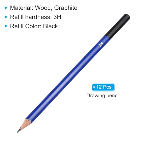 PATIKIL 3H Drawing Pencils, 12PCS Sketch Pencils for Drawing, Art, Classroom, Office, Home, Gifts - size: 1 Count (Pack of 1), style: 3H
