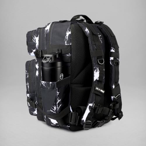 WOLFpak 45L Athletic Gym Backpack - Durable 1000D Waterproof Oxford Material with MOLLE Webbing, Laptop Pocket - color: Black Lightning