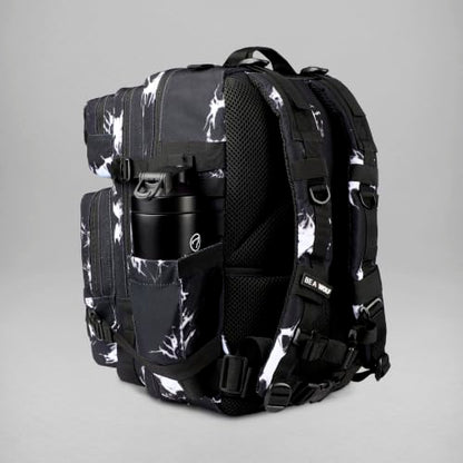 WOLFpak 45L Athletic Gym Backpack - Durable 1000D Waterproof Oxford Material with MOLLE Webbing, Laptop Pocket - color: Black Lightning