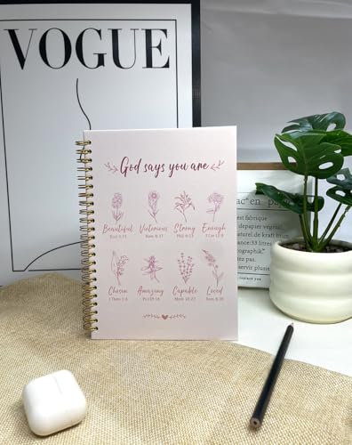 Christian Spiral Notebooks For Women - Bible Study Prayer Journal Dairy Dairy With God Says,140 Pages,Hardcover Coil-Bound Subject Notebook College Ruled,Inspirational Gifts For Church Members Journals For Writing, A5(5.8"X8.3") (Fuchsia) - color: Lavende