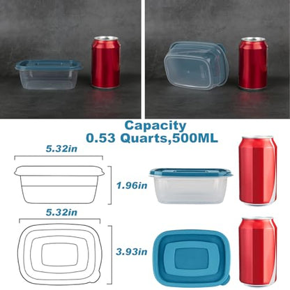 5PCS Small Food Storage Containers,Freezer Microwave safe,Food Container Sets,BPA Free Plastic Meal Prep Containers & Kitchen Set,Lunch Containers,use for School,Work and Travel,0.53 Quarts Per Box - color: 5PCS (500ML Container Set)