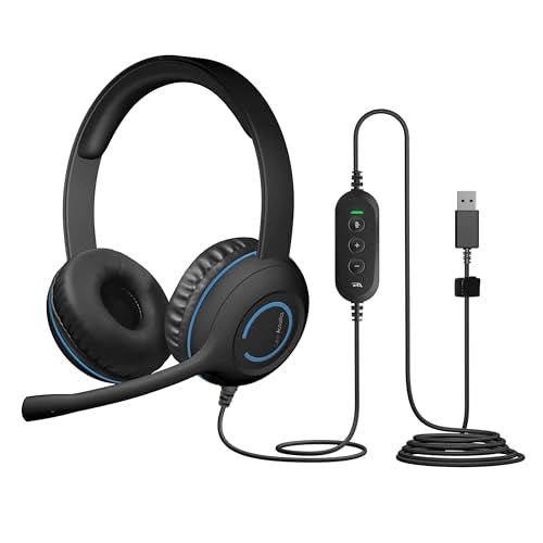 Cyber Acoustics USB Stereo Headset (AC-5008-20) – Durable, Crisp, and Clear Communication in Classrooms and at Home - 20 Pack - size: 20 Pack