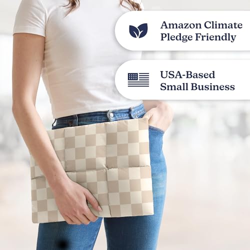 Vandel Puffy Laptop Sleeve 13 inch - 14 inch Waterproof Laptop Sleeve Case, Compatible with 13 inch MacBook Air/Pro 13 / MacBook Pro 14, iPad Pro 12.9, 13.3 in HP Dell, Air Case, Computer Bag Cover - color: u. Grid Neutral Checker