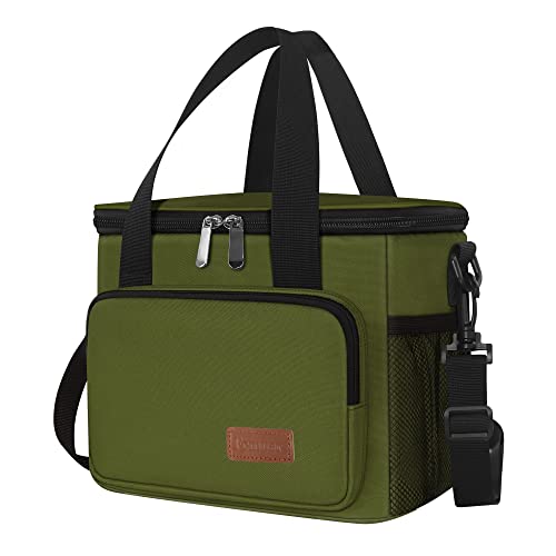 Femuar Lunch Bags for Women/Men, Insulated Lunch Bag for Work Office Picnic - Large Lunch Cooler Bag Leakproof Lunch Box with Adjustable Shoulder Strap for Adults - Army Green - color: 9-Army green, size: Medium Size
