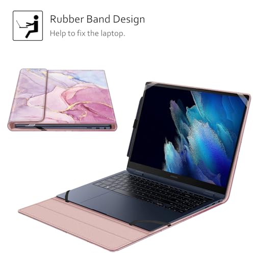 Fintie 15.6 Inch Samsung Galaxy Book 360 PU Leather Sleeve Case with Pocket | Fits for Chromebook Plus XE550XGAA, Book4 NP960XGK, Book3 NP750QFG, Book2 Pro NP950XED, Magnetic Closure, Glittering Marble - color: Glittering Marble