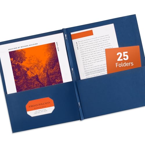 Avery Two Pocket Folders with 3 Prong Fasteners, Holds 70 Sheets, 25 Blue Folders (47975) - color: Dark Blue