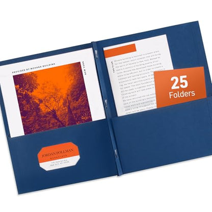 Avery Two Pocket Folders with 3 Prong Fasteners, Holds 70 Sheets, 25 Blue Folders (47975) - color: Dark Blue