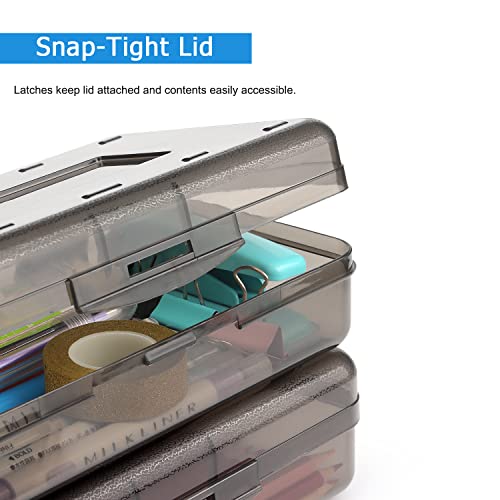 Tamaki 1 Pack Plastic Pencil Box Large Capacity, Black | Clear Boxes with Snap-tight Lid Stackable Design and Stylish Office Supplies Storage Organizer - color: Black