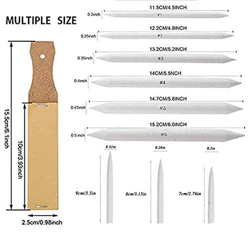 N NOROCME 12 PCS Blending Stumps and Tortillions Paper Art Blenders with Sandpaper Pencil Sharpener Pointer for Student Artist Charcoal Sketch Drawing Tools - size: 13 Pcs