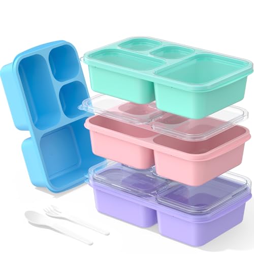 Bento Lunch Box - 4 Pack, Snack Box Containers Meal Prep Container Microwave Safe, Lunch Box of 4-Compartment, Bento Box Adult Lunch Box, Dishwasher Safety (PP(B/P/G/P)) - color: PP(B/P/G/P)