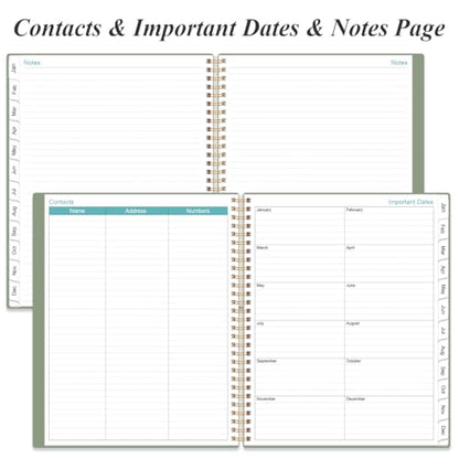 Daily Planner 2026 Full Page Per Day- 2026 Daily & Monthly Planner from January 2026 to December 2026, Day Planner 2026 with 12 Months Tabs, 8.5" x 11", Green - color: Green, size: 8.5" x 11"