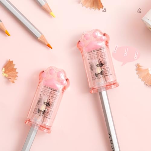 4 Pcs Cute Pink Pencil Sharpener Kawaii Small Manual Cartoon Cat Paw Plastic Pencil Sharpener School Office Supplies for Women Men - style: cat paw