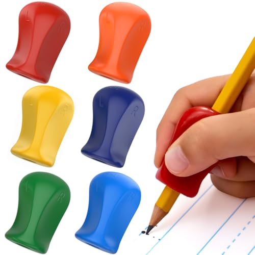 The Pencil Grip Original Pencil Grippers 6 Pcs, Improves Kids Handwriting, Ergonomic Pen Holder for Righties & Lefties, Ideal for Kids, Toddlers, Adults, Writing Tool with Finger Cushion - color: Multicolor, size: 6 Count (Pack of 1)