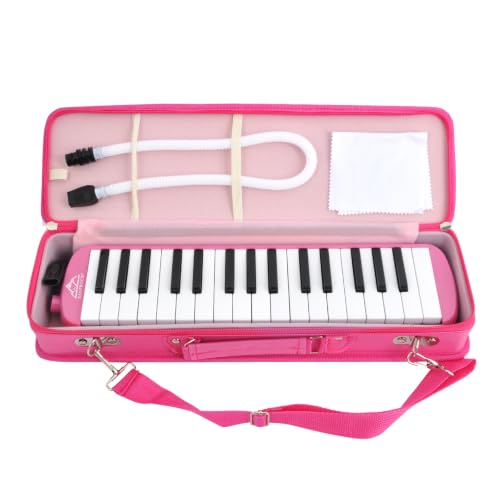 EastRock 32 Key Melodica Instrument Keyboard Soprano Piano Style with Mouthpiece Tube Sets and Carrying Bag for Beginners Adults Gift Pink - color: Pink, size: 32key