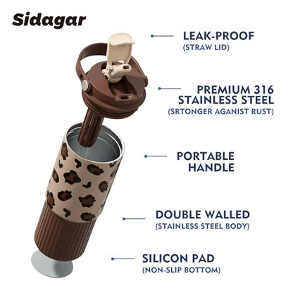 26oz Insulated Water Bottle with Dual Lid, Aesthetic Chocolate Brown Tumbler, 316 Stainless Steel Coffee Mug, Leakproof Minimalist Cup, 24H Cold, Earth Tone Gift for Her, Office Ready - color: Chocolate