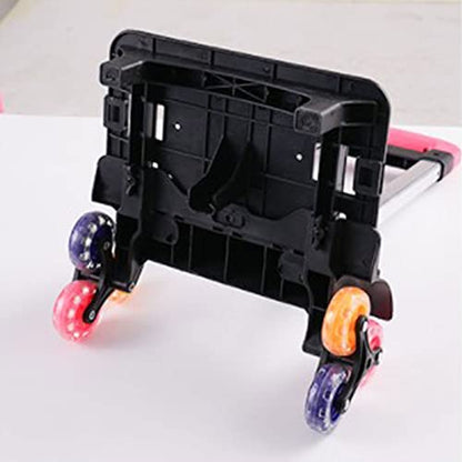 Backpack Trolley with Wheels, Foldable Luggage Trolley,6 Wheels Rolling-Luggage Carts, Aluminium Alloy Travel Hand Trolley for Bags Lunch Backpack - color: 6 Three Color