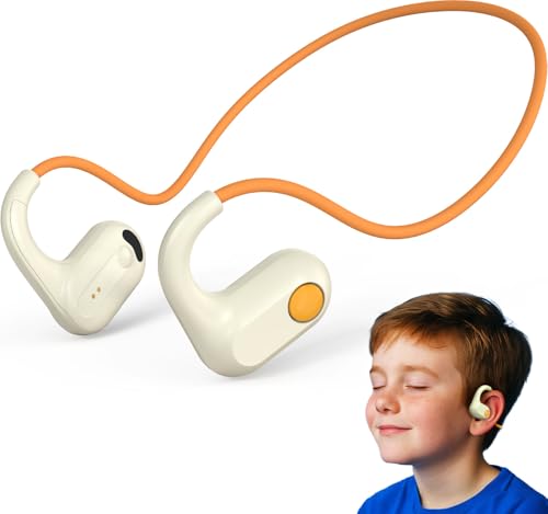 ANCwear Kids Open Ear Headphones for School & Sports, 85dB Safe Volume Bluetooth 5.3, 17g Lightweight Air Conduction, IPX6 Waterproof with Mic, Magnetic Charging, 10H Battery, Ages 5+ Orange - color: Orange