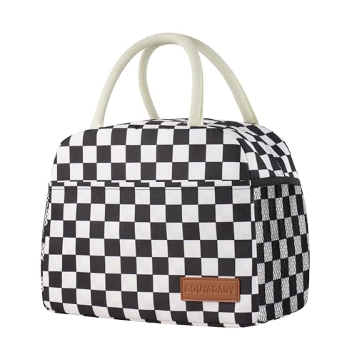 Lunch Bag Women/Men Lunch Box Women/Men (Black+White Checkerboard) | Spacious Lightweight Waterproof Sturdy Durable Great Value For Office Work School Picnic Travel - color: Black+White Checkerboard