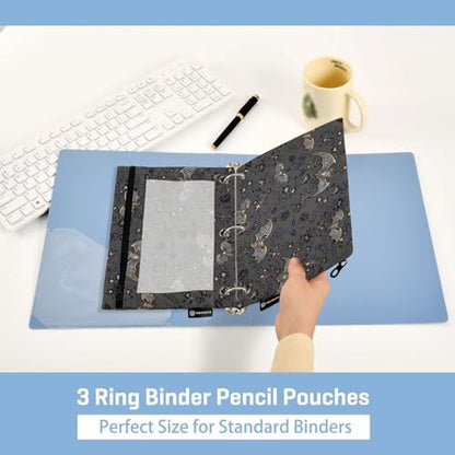 Goth Bats Pencil Pouches for 3 Ring Binder, Zipper Binder Pencil Case, 2 Pack Clear Window Case Bag for Office Organizers - color: Goth Bats
