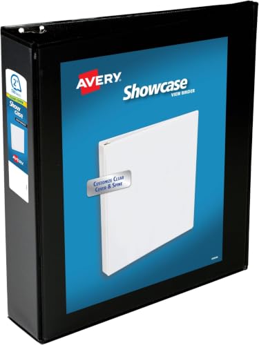 Avery Showcase Standard View 3 Ring Binder, 2" Slant Rings, 530-Sheet Capacity, 2.8 Inch Wide Spine, 1 Black Binder, Ideal for Lightweight Organization and Occasional Referencing (19700) (Pack of 12) - size: 2" (Pack of 12)