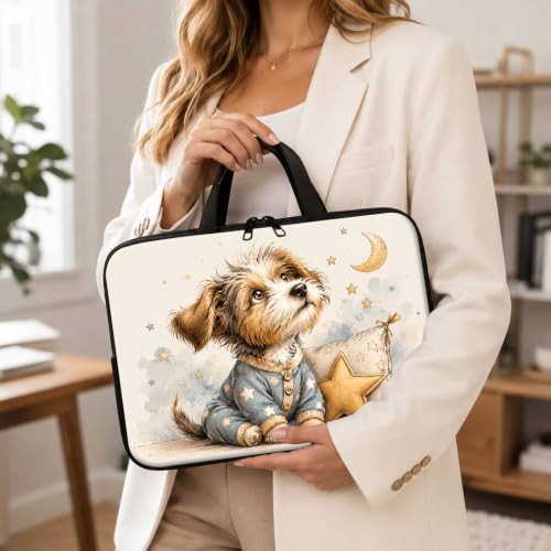 13 Inch Laptop Case Sleeve with Handle, Shockproof Slim Carrying Case | Soft Lining Computer Bag for MacBook Air 13 M3/M2/M1, MacBook Pro 13/14, iPad Pro 13 M4, Cute Terrier Puppy - color: Cute Terrier Puppy, size: 13-14 inch