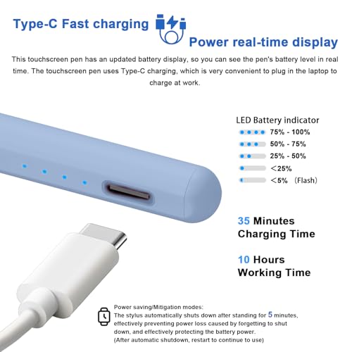Stylus Pens for Touch Screens Power-Display Tablet Pen POM Tip Magnetic Digital Touch Pen Compatible with iPhone/iPad/iPad Pro/Lenovo/Switch 1/2/Other Smartphone and Tablet Devices (Blue) - color: 2SS-Blue