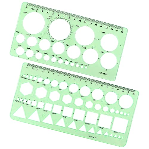 Tamaki Circle Template, Geometric Drawings Stencils, 2 Pack | Scale Drafting Digital Drawing Set for Office and School, Building Formwork Drawings Templates