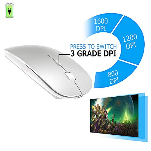 KLO Bluetooth Mouse for MacBook/Laptop/Notebook/pc/iPad/Chromebook, Wireless Mouse for MacBook Pro/AIR (Silver) - color: Silver
