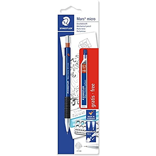 STAEDTLER 7755ABK25D Mars Micro Mechanical Pencil, 0.5mm (Blistercard of 1 + 12 HB Lead Refills) - style: 0.5mm with leads