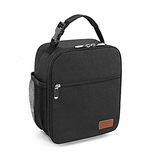 Femuar Lunch bag for Men Women Adults Small for Office Work Picnic - Reusable Portable Lunchbag, Black - color: Black