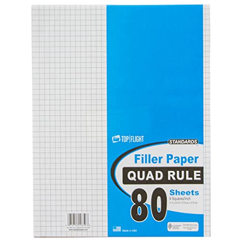 Top Flight Filler Paper, Quadrille Rule, 11 x 8.5 Inches, 80 Sheets (12650) - color: 80 Sheets, size: 11 x 8.5 Inches